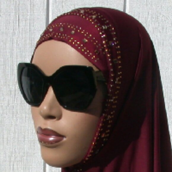 1 pc Instant Slip On Mona Style Hijab Burgundy - Picture 3 of 3